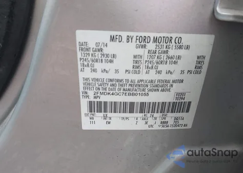2014 Ford Edge Se z USA, uszkodzony, nr VIN 2FMDK4GC7EBB01055